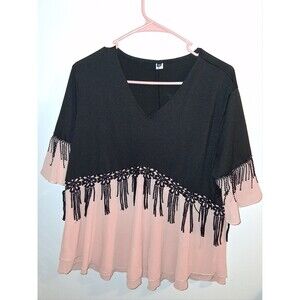 Dianxhimei Multicolor Short Sleeve V-neck Blouse Sz 4XL